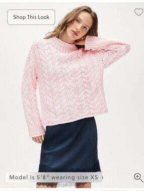 NWT J.Crew Pink 2025 Rollneck™ cable-knit sweater $118.00 Crewneck Sz S Viral